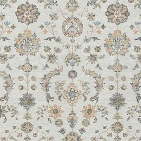 Ivory And Beige Abstract Washable Indoor Outdoor Area Rug Photo 2