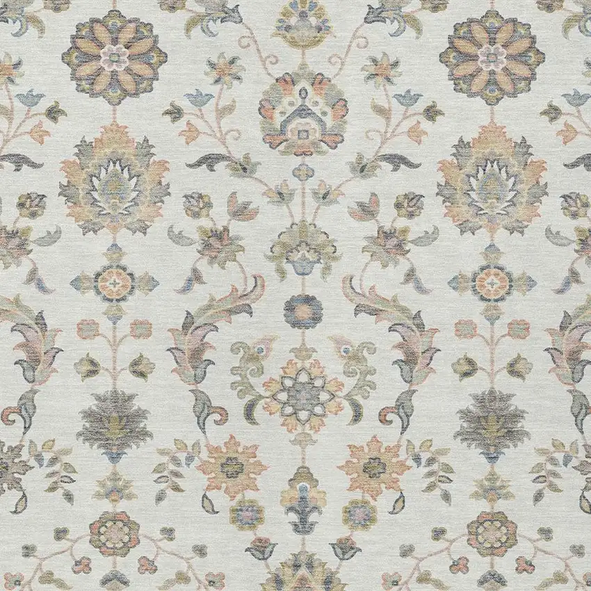 Ivory And Beige Abstract Washable Indoor Outdoor Area Rug Photo 2