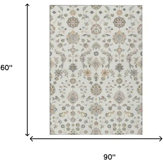 Ivory And Beige Abstract Washable Indoor Outdoor Area Rug Photo 6