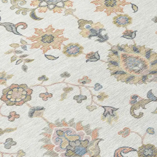 Ivory And Beige Abstract Washable Indoor Outdoor Area Rug Photo 5