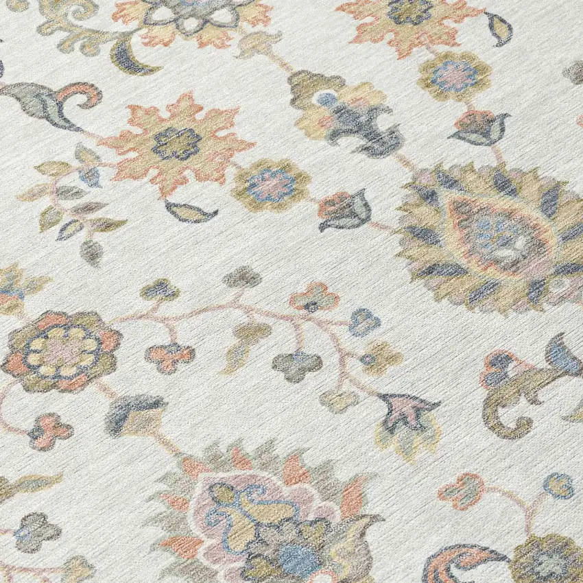 Ivory And Beige Abstract Washable Indoor Outdoor Area Rug Photo 5