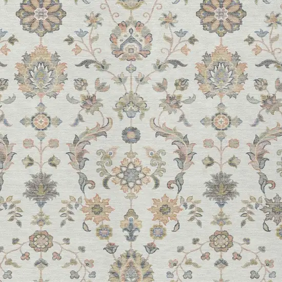 Ivory And Beige Abstract Washable Indoor Outdoor Area Rug Photo 2