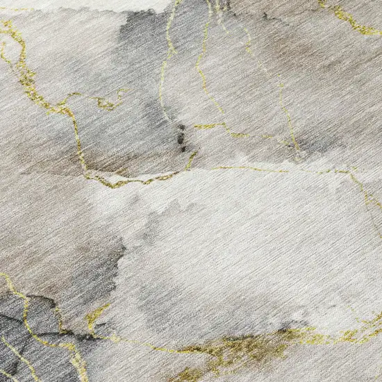 Ivory And Beige Abstract Washable Indoor Outdoor Area Rug Photo 5