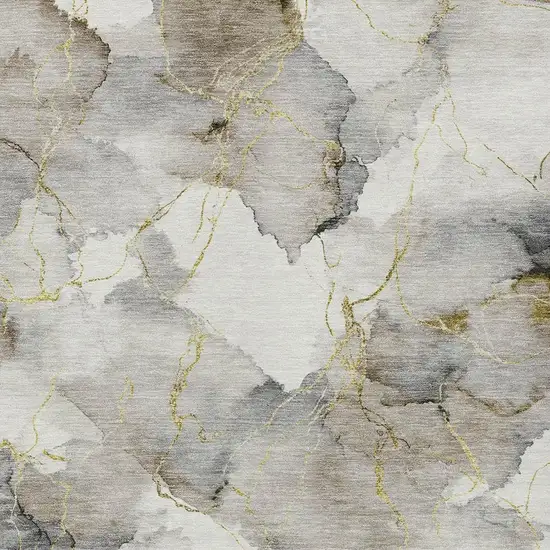 Ivory And Beige Abstract Washable Indoor Outdoor Area Rug Photo 2