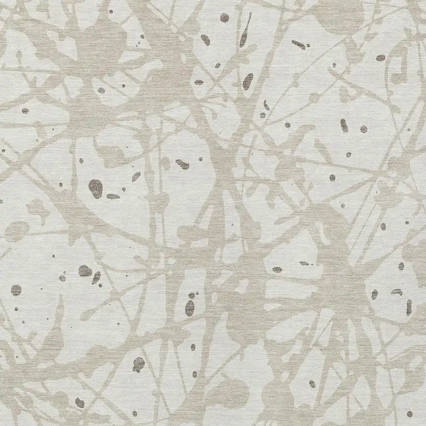 Ivory And Beige Abstract Washable Indoor Outdoor Area Rug Photo 2