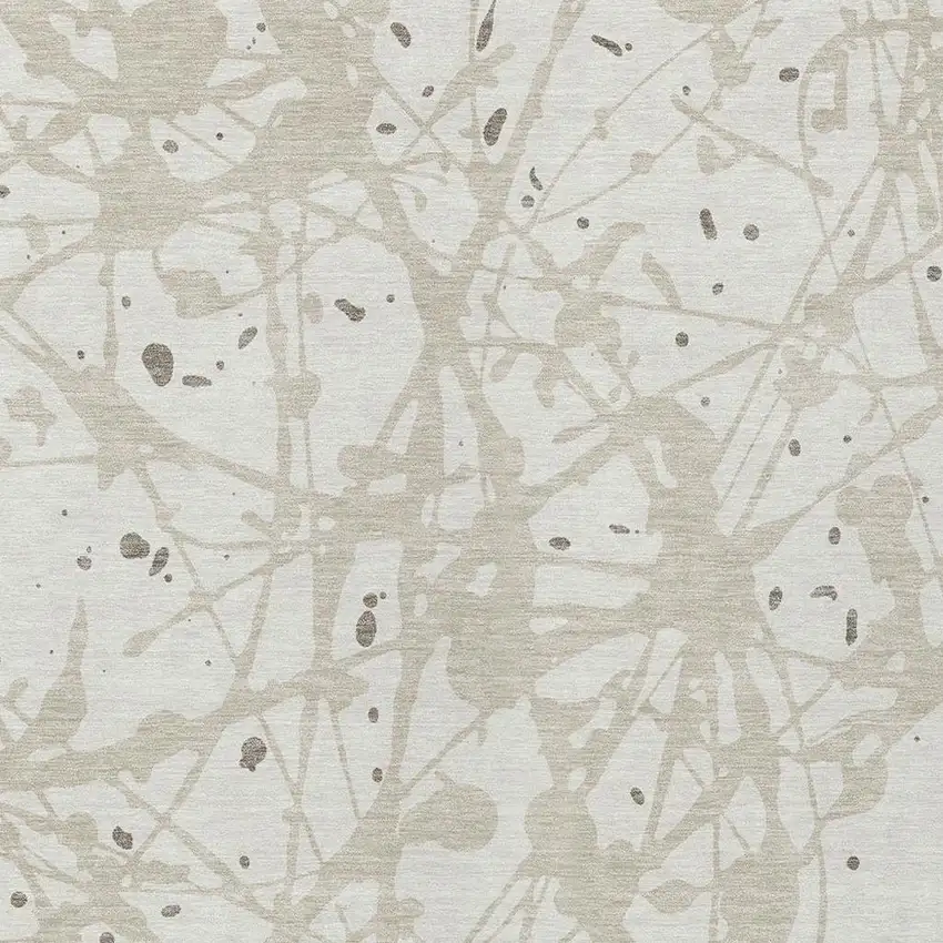 Ivory And Beige Abstract Washable Indoor Outdoor Area Rug Photo 2