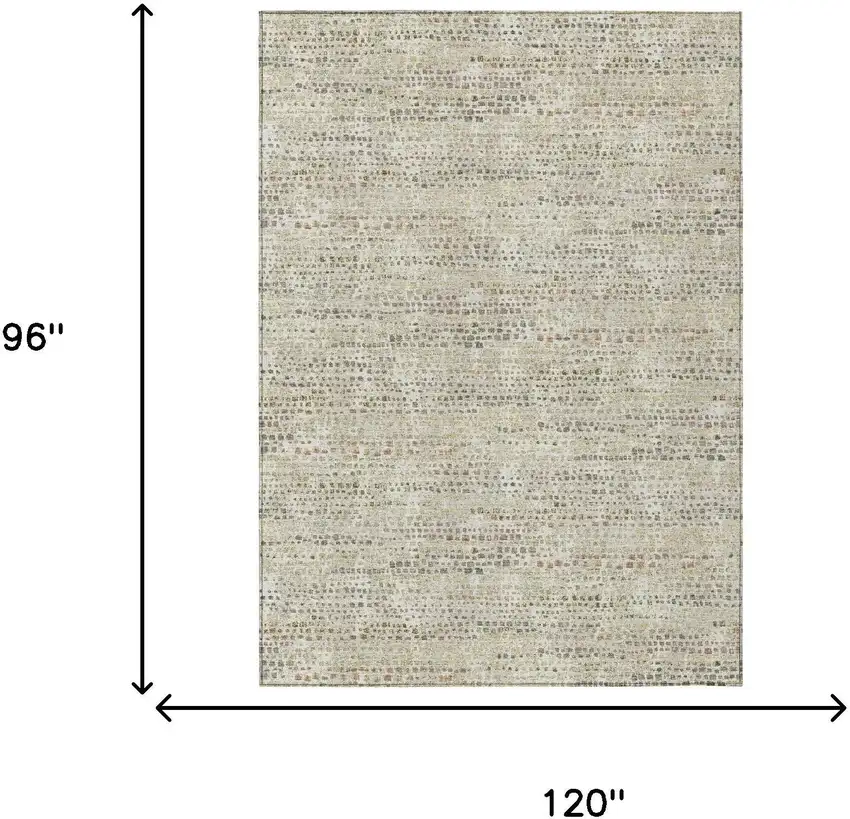 Ivory And Beige Abstract Washable Indoor Outdoor Area Rug Photo 6