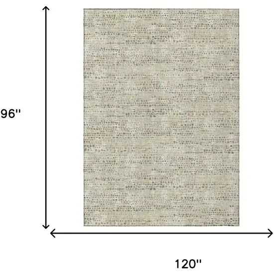 Ivory And Beige Abstract Washable Indoor Outdoor Area Rug Photo 6