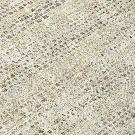 Ivory And Beige Abstract Washable Indoor Outdoor Area Rug Photo 5