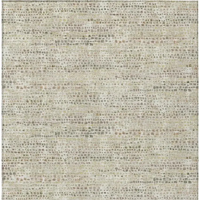 Ivory And Beige Abstract Washable Indoor Outdoor Area Rug Photo 3
