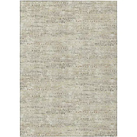 Ivory And Beige Abstract Washable Indoor Outdoor Area Rug Photo 1