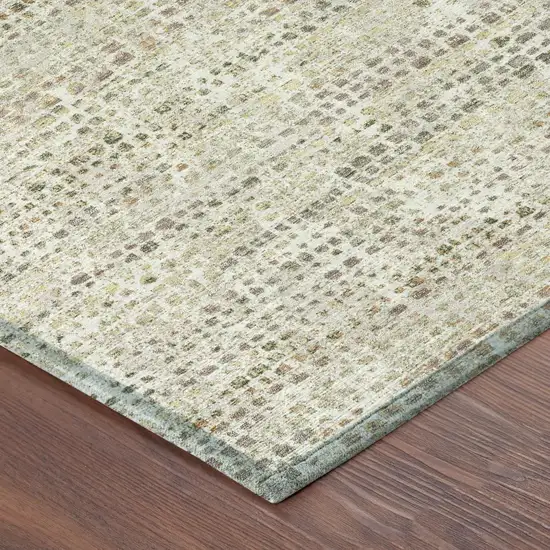 Ivory And Beige Abstract Washable Indoor Outdoor Area Rug Photo 4