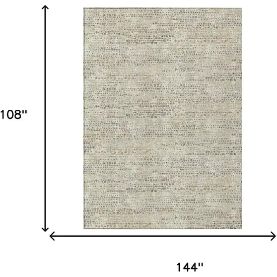 Ivory And Beige Abstract Washable Indoor Outdoor Area Rug Photo 6