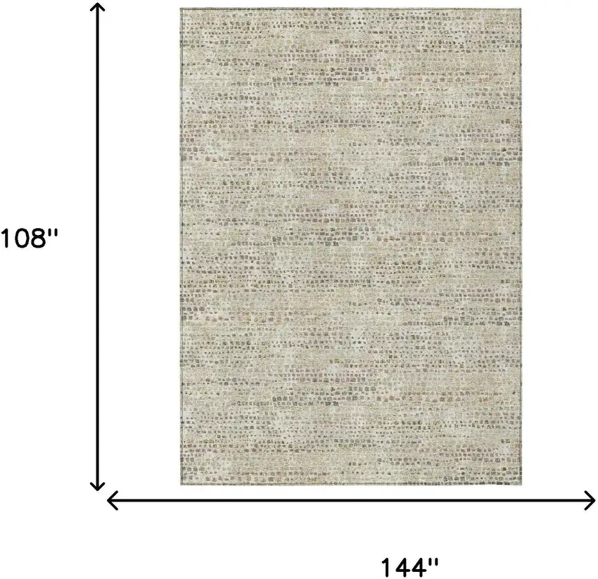 Ivory And Beige Abstract Washable Indoor Outdoor Area Rug Photo 6