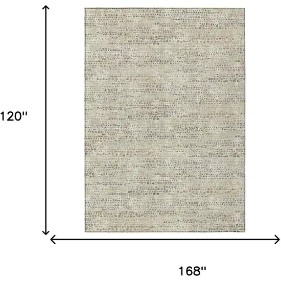 Ivory And Beige Abstract Washable Indoor Outdoor Area Rug Photo 6