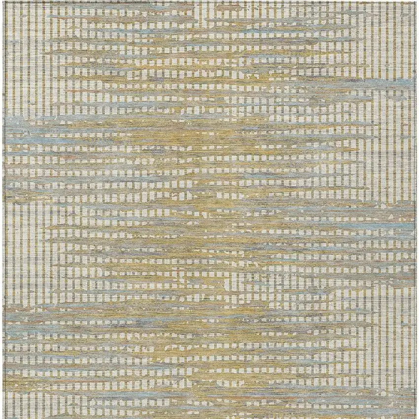 Ivory And Beige Abstract Washable Indoor Outdoor Area Rug Photo 3