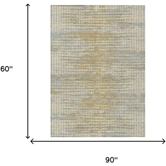 Ivory And Beige Abstract Washable Indoor Outdoor Area Rug Photo 6