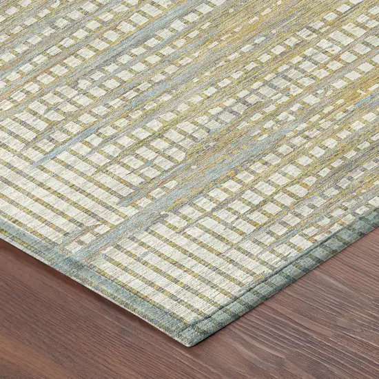 Ivory And Beige Abstract Washable Indoor Outdoor Area Rug Photo 4