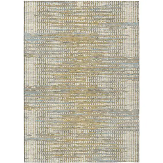 Ivory And Beige Abstract Washable Indoor Outdoor Area Rug Photo 1