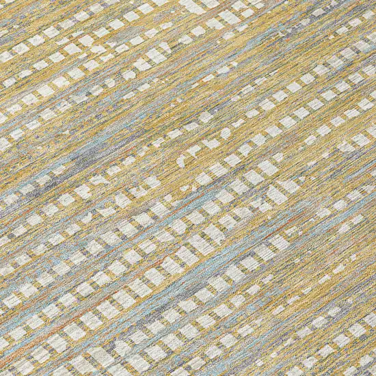 Ivory And Beige Abstract Washable Indoor Outdoor Area Rug Photo 5