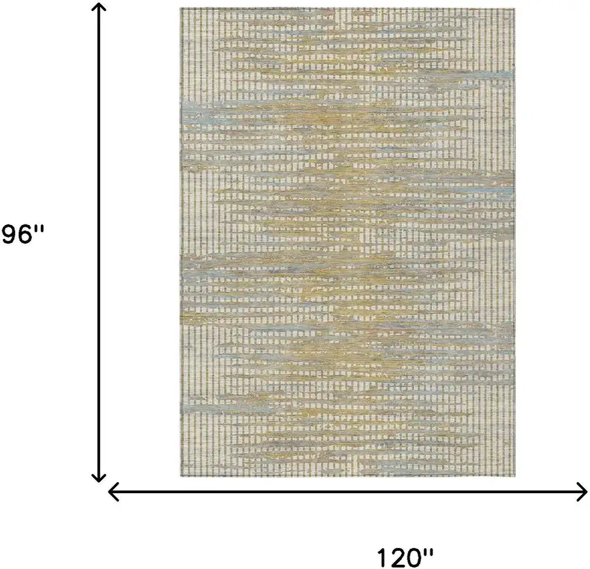 Ivory And Beige Abstract Washable Indoor Outdoor Area Rug Photo 6
