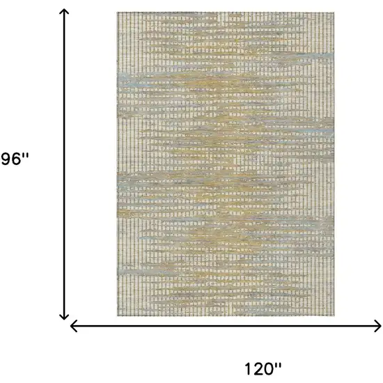 Ivory And Beige Abstract Washable Indoor Outdoor Area Rug Photo 6