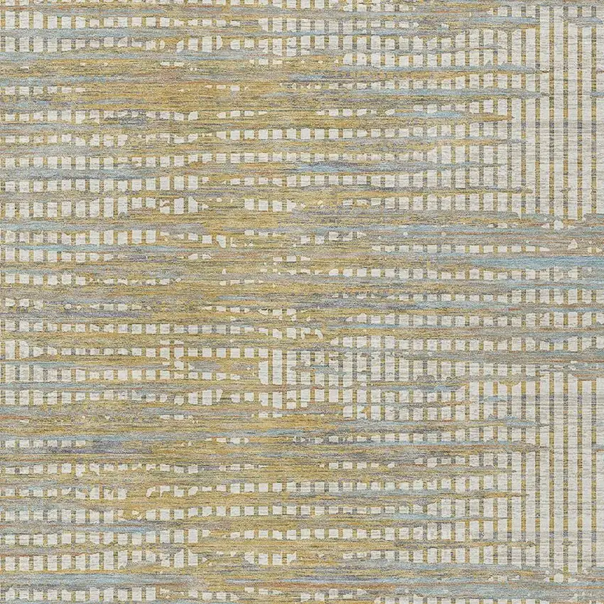Ivory And Beige Abstract Washable Indoor Outdoor Area Rug Photo 2