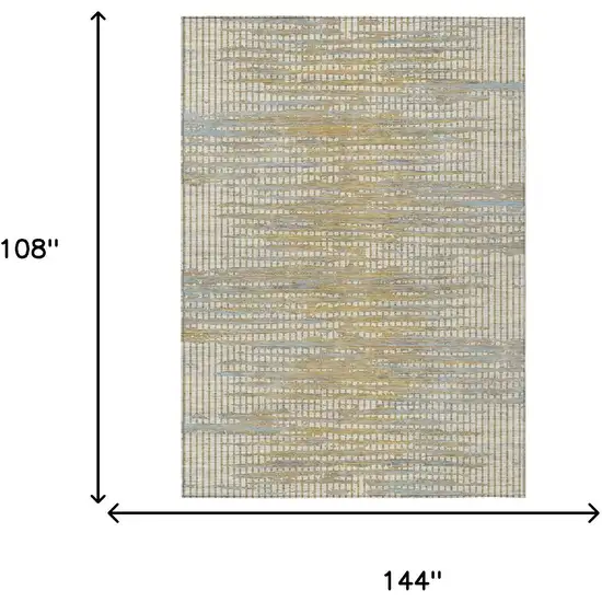 Ivory And Beige Abstract Washable Indoor Outdoor Area Rug Photo 6