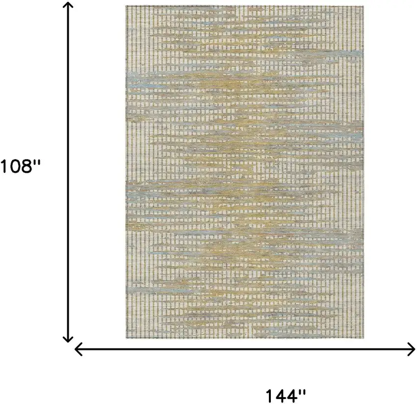 Ivory And Beige Abstract Washable Indoor Outdoor Area Rug Photo 6