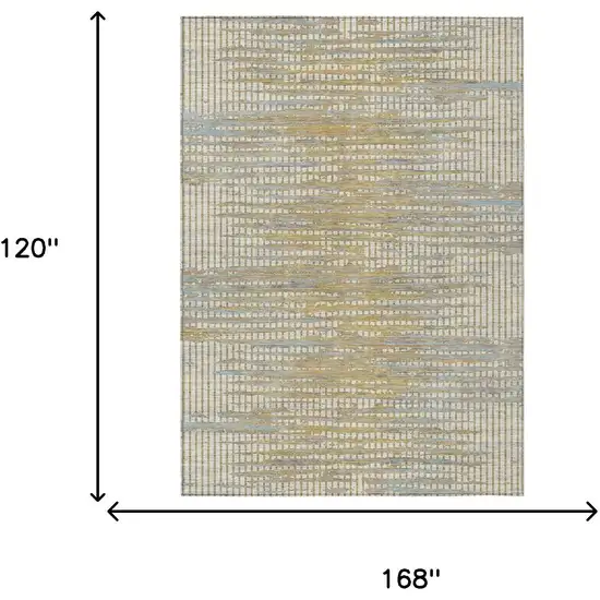 Ivory And Beige Abstract Washable Indoor Outdoor Area Rug Photo 6