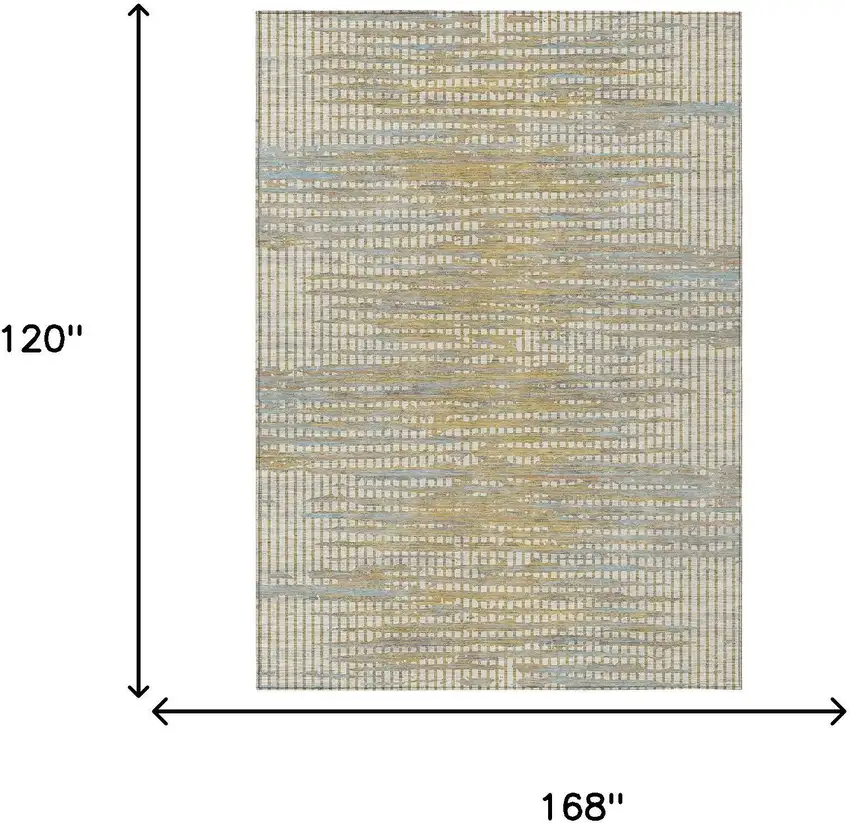 Ivory And Beige Abstract Washable Indoor Outdoor Area Rug Photo 6