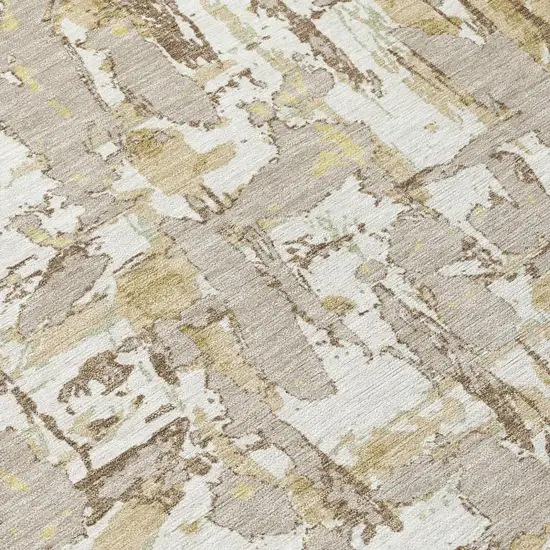 Ivory And Beige Abstract Washable Indoor Outdoor Area Rug Photo 8