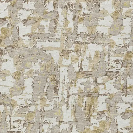 Ivory And Beige Abstract Washable Indoor Outdoor Area Rug Photo 3