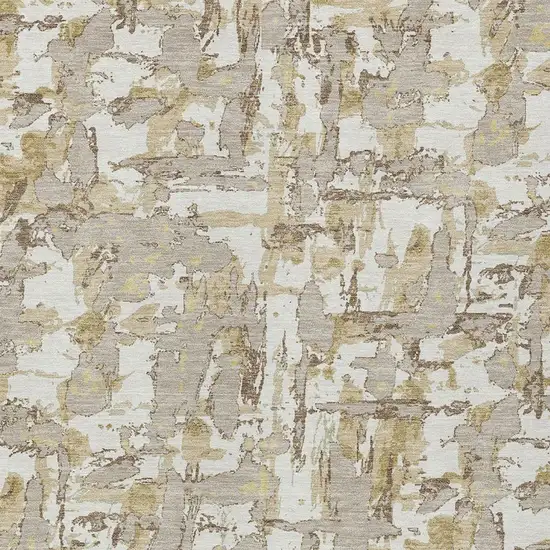 Ivory And Beige Abstract Washable Indoor Outdoor Area Rug Photo 5