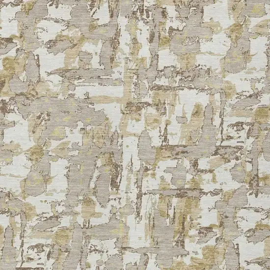 Ivory And Beige Abstract Washable Indoor Outdoor Area Rug Photo 3
