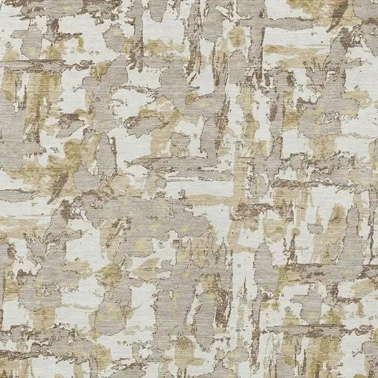 Ivory And Beige Abstract Washable Indoor Outdoor Area Rug Photo 5