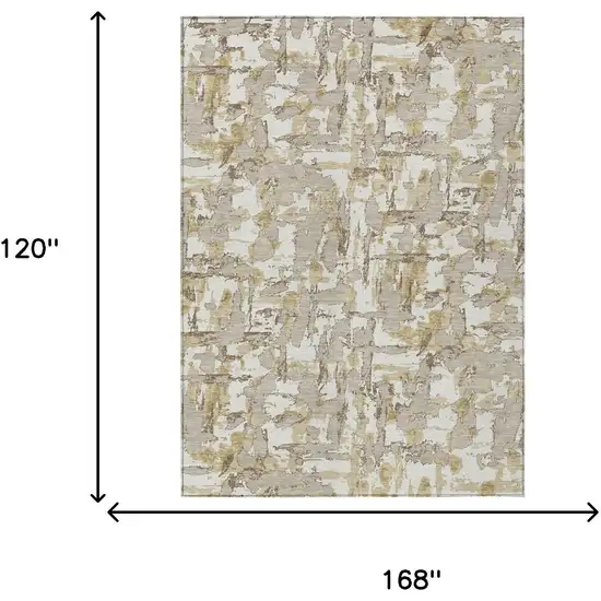 Ivory And Beige Abstract Washable Indoor Outdoor Area Rug Photo 8