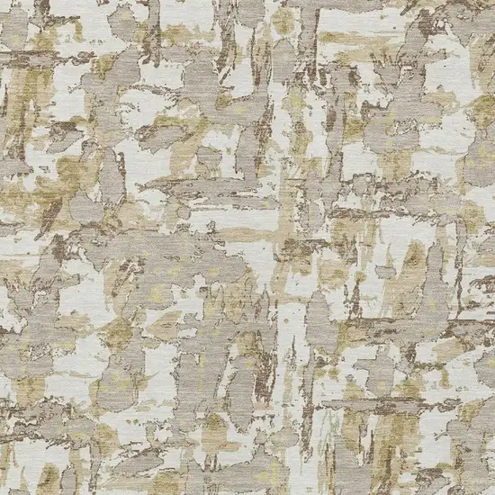 Ivory And Beige Abstract Washable Indoor Outdoor Area Rug Photo 4