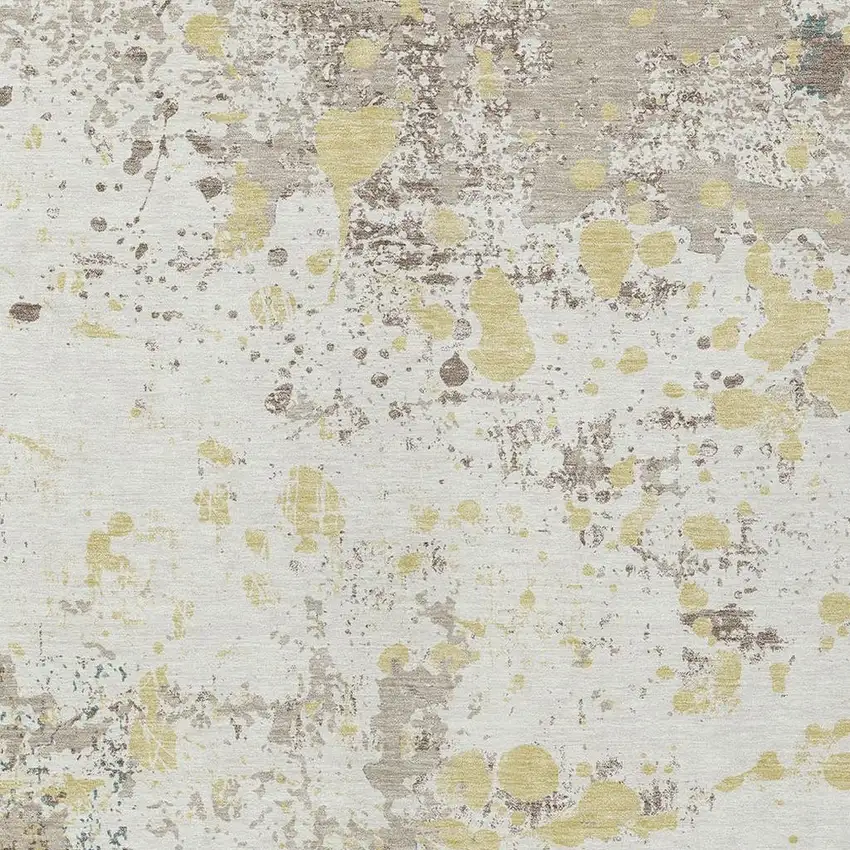 Ivory And Beige Abstract Washable Indoor Outdoor Area Rug Photo 5