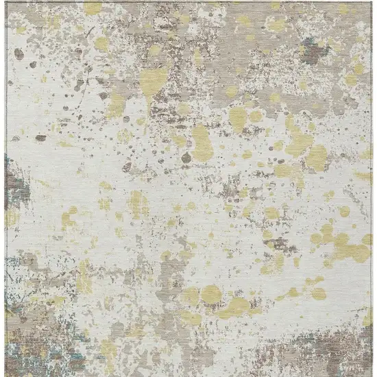 Ivory And Beige Abstract Washable Indoor Outdoor Area Rug Photo 4