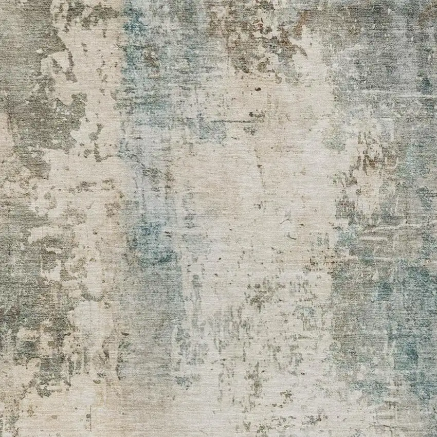 Ivory And Beige Abstract Washable Indoor Outdoor Area Rug Photo 2