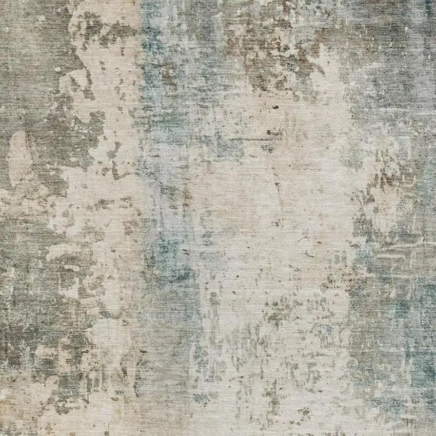 Ivory And Beige Abstract Washable Indoor Outdoor Area Rug Photo 9