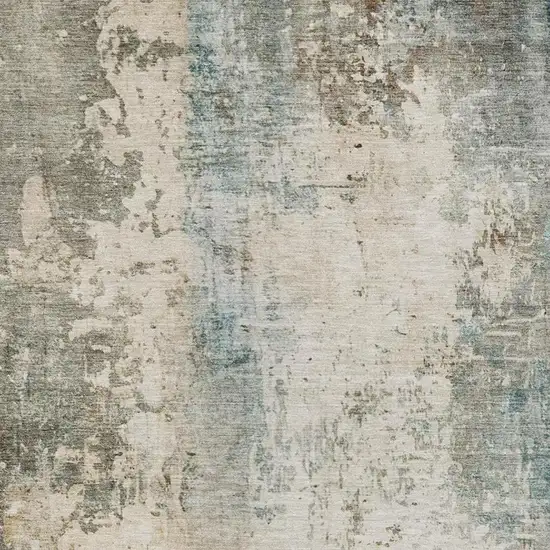 Ivory And Beige Abstract Washable Indoor Outdoor Area Rug Photo 8