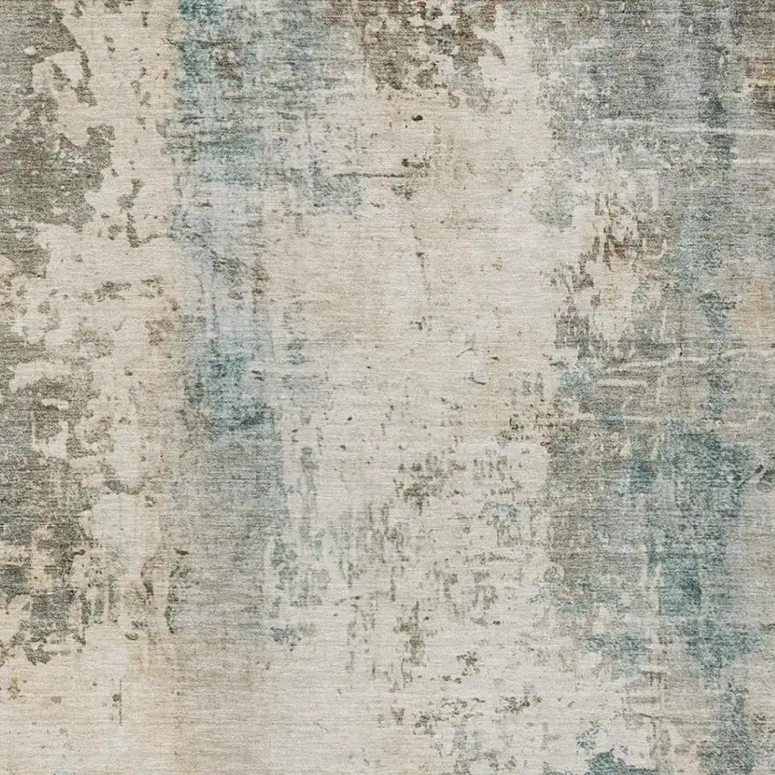 Ivory And Beige Abstract Washable Indoor Outdoor Area Rug Photo 6