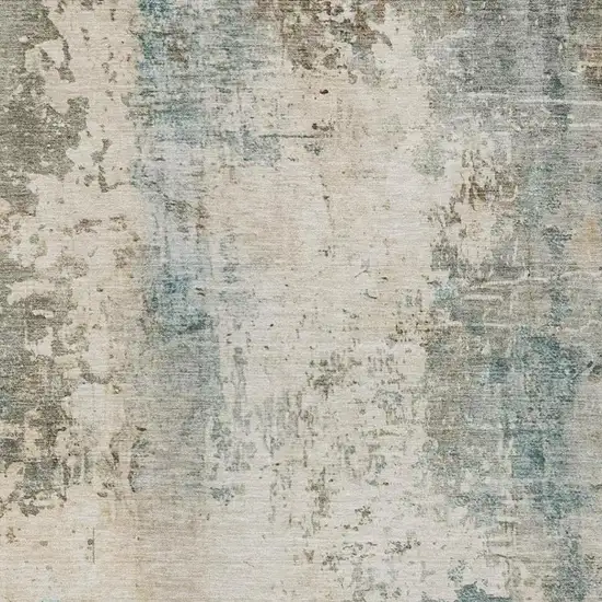 Ivory And Beige Abstract Washable Indoor Outdoor Area Rug Photo 6