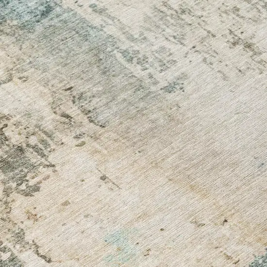 Ivory And Beige Abstract Washable Indoor Outdoor Area Rug Photo 4