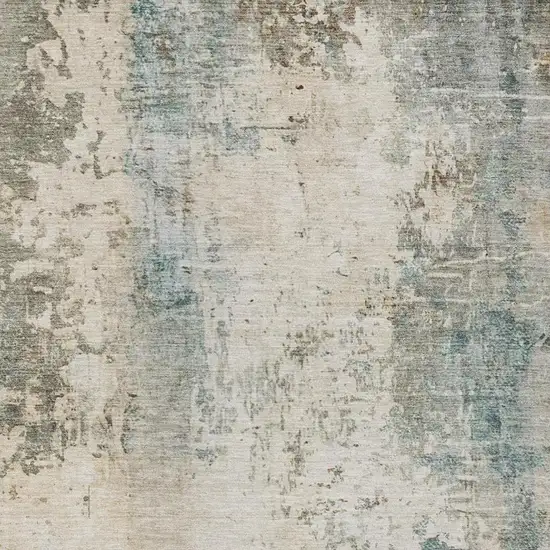Ivory And Beige Abstract Washable Indoor Outdoor Area Rug Photo 2