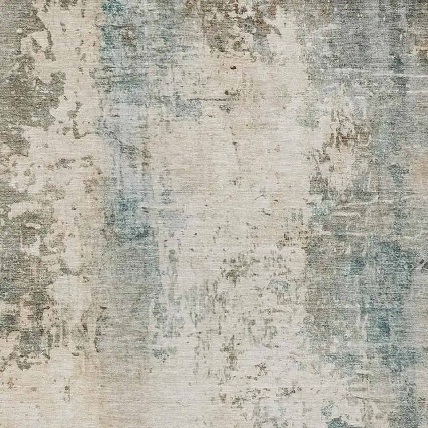 Ivory And Beige Abstract Washable Indoor Outdoor Area Rug Photo 2