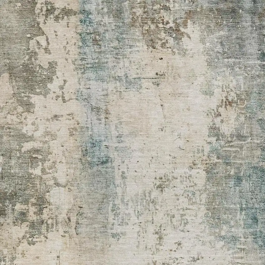 Ivory And Beige Abstract Washable Indoor Outdoor Area Rug Photo 9
