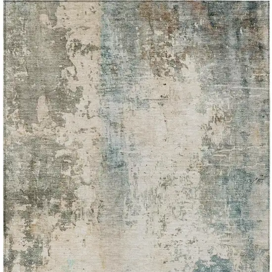 Ivory And Beige Abstract Washable Indoor Outdoor Area Rug Photo 7